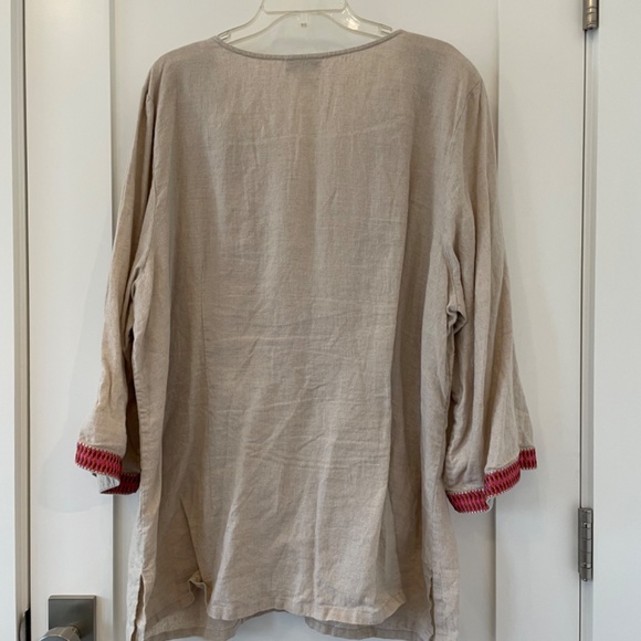 Charter Club Linen 3X Tunic with embroidered accents - Picture 3 of 5